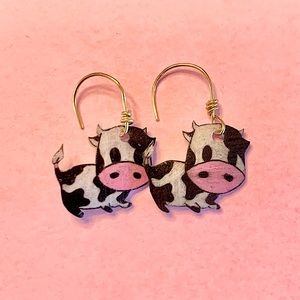 handmade tiny cow earrings